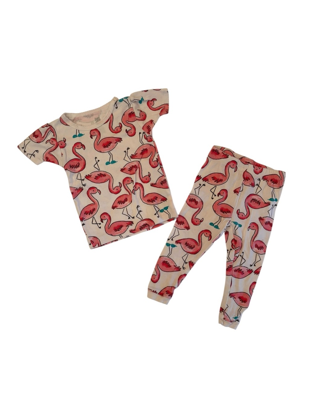 Kids Flamingo Pajama Set in Cream and Pink 12 months 4 0566